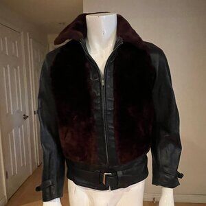 1930s-40s TOP NOTCH HORSEHIDE USA VINTAGE LEATHER GRIZZLY JACKET SZ S/M